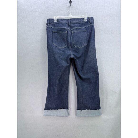 Spanx Womens Blue Pull On High Waisted Frayed Denim Cropped Wide Leg Jeans Size - Picture 3 of 10